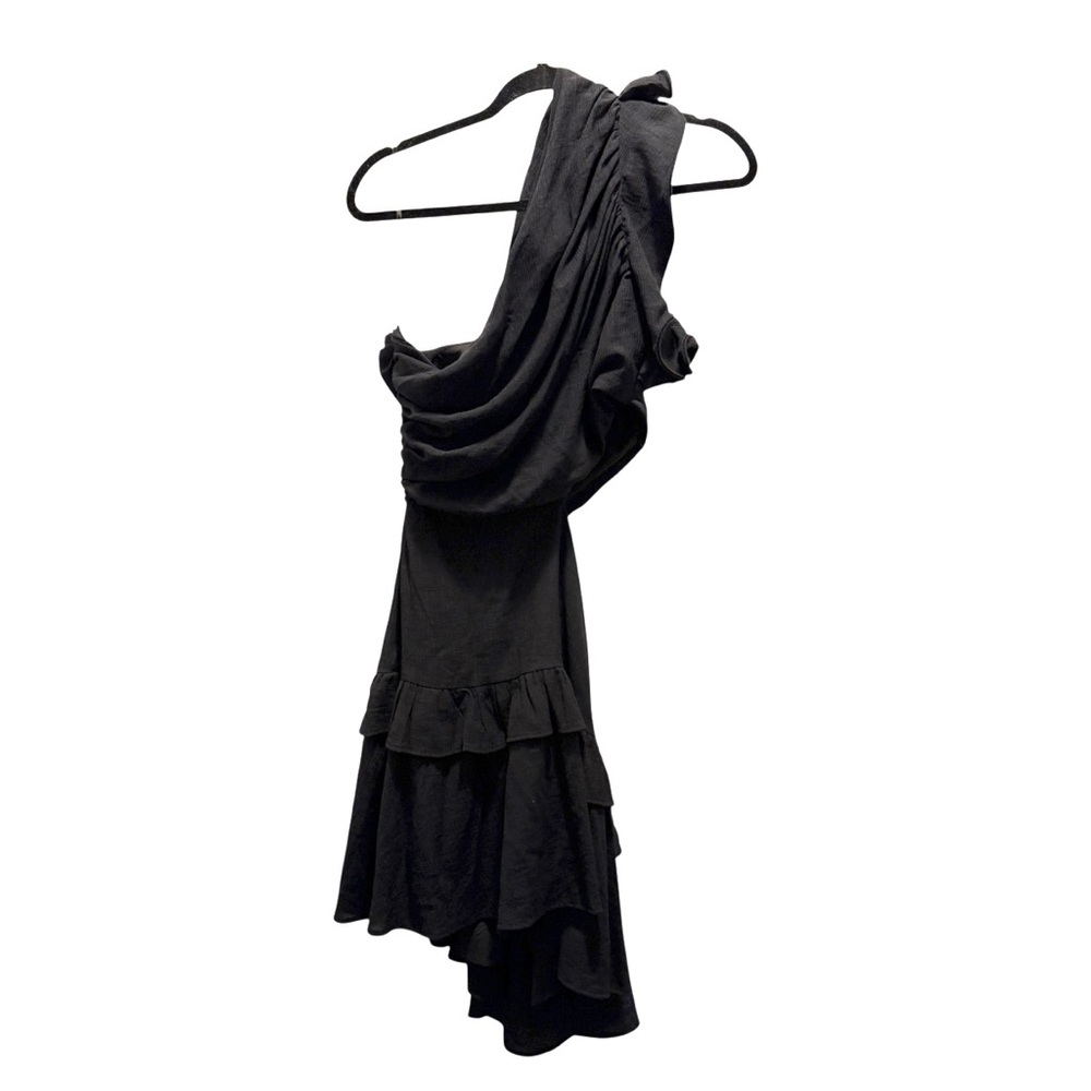 Fashion Nova- Gia Tiered Ruffle Mini Dress -Black- XL- LBD HoCo-Small Flaw- NWT - Picture 7 of 10